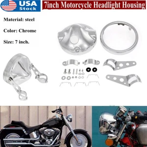 7" LED Headlight Housing Bucket For Kawasaki VN Vulcan Classic Nomad Drifter - Picture 1 of 12