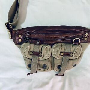 Diesel Fanny Pack Waist Belt Bum Bag Crossbody Canvas Leather Vintage 90s Y2K