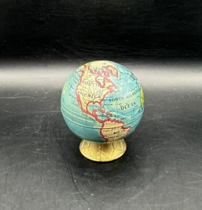 1930s VINTAGE GERMAN TINPLATE 2 " MINIATURE WORLD GLOBE DESKTOP PENCIL SHARPENER - Picture 1 of 4