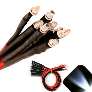 20 x Pre wired 6v 3mm Cool Clear White LEDs Prewired 6 volt DC LED Light 4v 5v - Picture 1 of 2