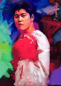 Tarjeta impresa Shohei Ohtani 2022 auténtica firmada por artista edición limitada 46 de 50 - Imagen 1 de 4
