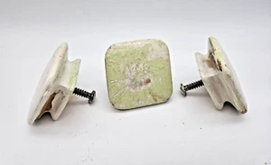 Lot of 3 Antique 2" Square Wood Cabinet Door Knob Pulls - Picture 1 of 4