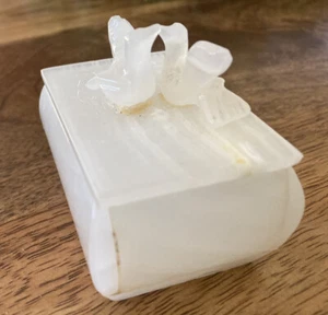 Vintage geschnitzte Marmor Onyx Stein Deckel Schmuckschatulle Schmuckschatulle mit Liebe Vögel - Bild 1 von 11