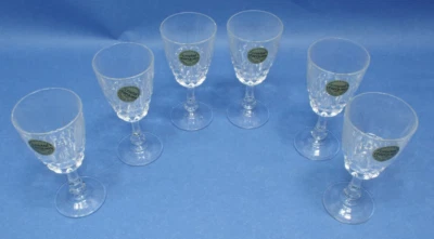 New Vintage Cristal D'Arques Diamant Set 6 Small Wine Glasses Crystal France - Image 1 of 3