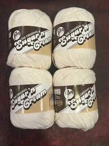 4 Knäuel Sugar’n Creme Baumwollgarn Farbe 01004 WEICH ECRU 2,5 Unzen passender Farbstoff Posten - Bild 1 von 3