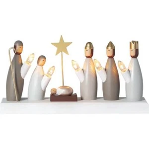 Swedish Electric 5 Light Candelabra Nativity Wood 3 kings Holy Family Krubba - Picture 1 of 2