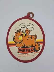 Vintage 1978 Garfield Cat Fabric Pot Holder You Are What You Eat Jim Davis - Picture 1 of 10