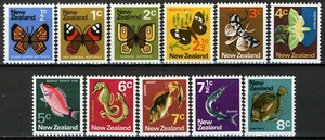 Neuseeland 1970, 1/2-8c Fifth Pictorials all watermarked MNH, Mi 517X-527X 4,6€ - Bild 1 von 1