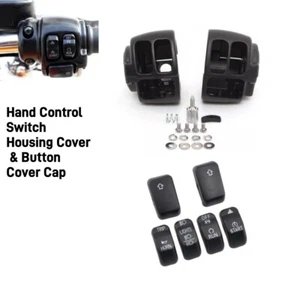 Black Hand Control Switch Housing Cover & Button Cover Cap For Harley Sportster - Picture 1 of 11