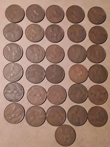 Lot of 31 King George Vl Large 1 Cent Pennies Mixed Dates 1938/45/49 circ - Picture 1 of 3