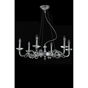 CLASSIC BRASS & CRYSTAL CHANDELIER 6 LIGHTS - Picture 1 of 3
