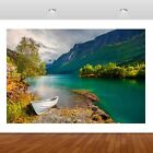 Nature Beautiful Lake Mountains Boat 3D Decal Wall Sticker Poster Vinyl S162