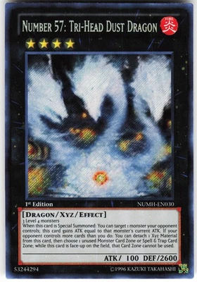 Number 57: Tri-Head Dust Dragon NUMH-EN030 Yugioh TCG Secret Rare VLP - Image 1 of 2