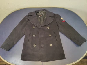 Vintage MiIitary U.S. Navy Pea Coat 100% Wool - Kersey - Size 34R - DSA-1-8223 - Picture 1 of 8