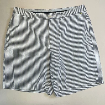 Pantalones Cortos Brooks Brothers Para Hombre 36 Azul Blanco Algodón Seersucker Rayas Informales Golf Foto 1 de 4