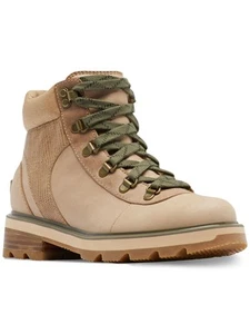 SOREL Womens Beige 1" Platform Lennox Toe Block Heel Leather Hiking Boots 5.5 - Picture 1 of 8