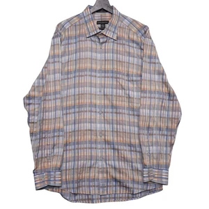 Jhane Barnes XL Button Front Shirt Plaid Woven Japan Fabric Retro - Picture 1 of 10