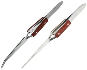 Hobbies Reverse Action Straight Tip and Curved Tip Tweezers with Fibre Grip - Picture 1 of 1