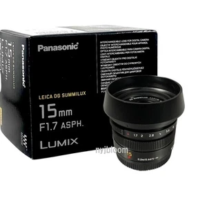 New PANASONIC LUMIX LEICA DG SUMMILUX 15mm F1.7 ASPH. Black Lens (H-X015-K) MFT - Picture 1 of 12