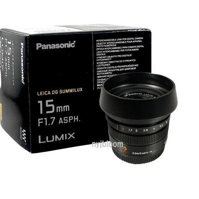New PANASONIC LUMIX LEICA DG SUMMILUX 15mm F1.7 ASPH. Black Lens (H-X015-K) MFT - Image 1 of 4