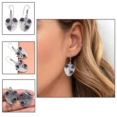 925 Silver Amethyst Sterling Gemstone Earring Jewelry Handmade Earrings Purple - Image 1 of 4