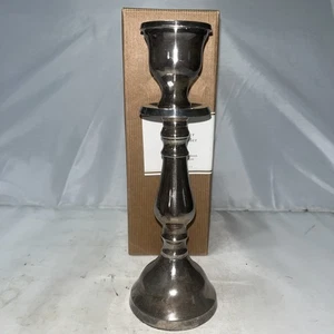 POTTERY BARN portacandele conico finitura argento placcato 8,5" nuovo con scatola vacanze - Foto 1 di 7