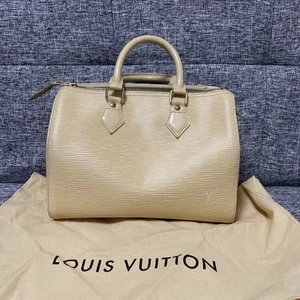Louis Vuitton Epi Speedy 25 Vanilla Yellow Cream Leather Handbag USED Japan FS - Picture 1 of 18