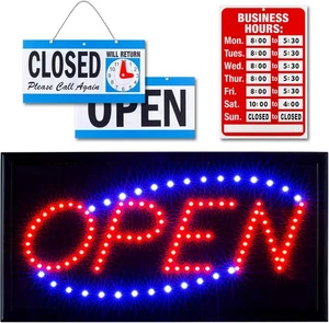 Letrero abierto de neón para empresas: LED horizontal con 17 x 10, modelo 2  - Imagen 1 de 7