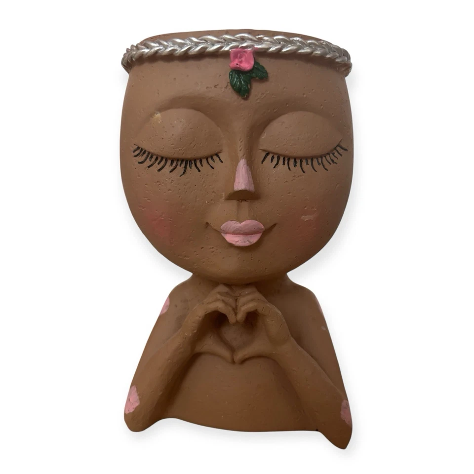 Girls Face Flower Planter Pot Human Face Head Creative Flower Planter Room Decor - Image 1 of 4