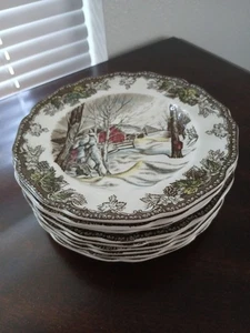 The Friendly Village 6" Desert Bread Butter Plates Sugar Maples Johnson Bros - Picture 1 of 2