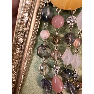 Loft 24” chunky Necklace Assorted Size Shapes Of Beads Multi Color pink orange  - Image 1 of 4