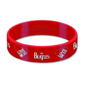 Pulsera The Beatles roja Love me do Band Logo nueva goma oficial - Imagen 1 de 1