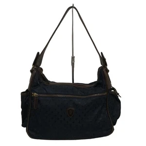 Auth Felisi - 05-51 Navy Dark Brown Nylon Leather Shoulder Bag - Picture 1 of 10