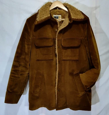 VTG William Barry Sherpa-Lined Corduroy Ranch Jacket Coat Tan Beige Size 38 - Image 1 of 4