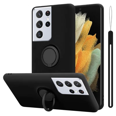 CADORABO Hülle für Samsung Galaxy S22 ULTRA Schutzhülle Handy Cover Case TPU Silikon Ring