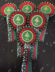 Juego de Rosetas de Navidad de 1ª a 6ª con Sombrero de Papá Noel/Copo de Nieve Cola Estampada FREEPOST  - Imagen 1 de 2