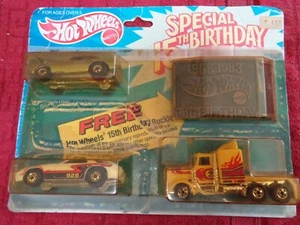 1983 HOT WHEELS - SPECIAL 15th BIRTHDAY DIE CAST CAR SET w/ BUCKLE ! LQQK ! - Picture 1 of 8