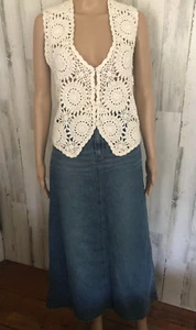 Gilet all'uncinetto vintage Jessica Roberts anni 80 taglia small boho hippie cottagecore western - Foto 1 di 14