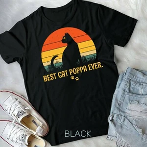 Vintage Best Cat Poppa Ever Gift Cat Lovers Unisex Form T-shirt - Picture 1 of 11