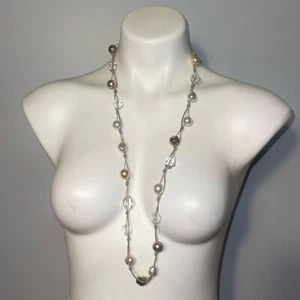 Cookie Lee Neu mit Etikett handgeknüpfte Gold, Silber und klare Kugel Halskette... B2309 - Bild 1 von 4