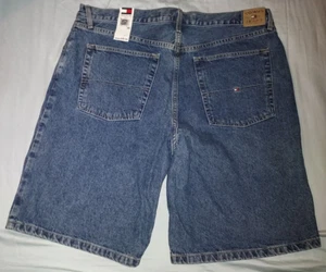 VTG 90s TOMMY HILFIGER DENIM FREEDOM SHORT JEAN SHORTS 38 NWT JORTS BLUE Y2K NEW - Picture 1 of 11