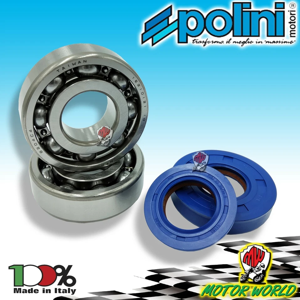 POLINI KIT CUSCINETTI DI BANCO SKF C4 Gabbia Teflon e PARAOLI Scooter MINARELLI 50 2T