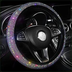 Lenkradbezug 38cm Bling Strass Auto Weich atmungsaktiv  PU Rutschfester diamant - Bild 1 von 6