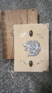 Celtic Legend series Handmade suede notebook in wooden box - Picture 1 of 5