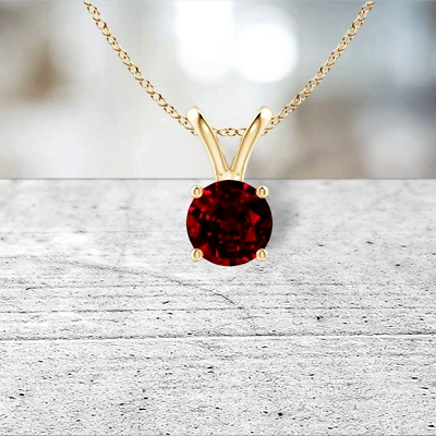1.25 ct. Genuine Ruby Solitaire Pendant Necklace - Yellow Gold plated Silver - Image 1 of 3