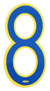 Neal Enterprises PROLINE 6" Number Plate Number #8 BLUE with YELLOW outline - Picture 1 of 1