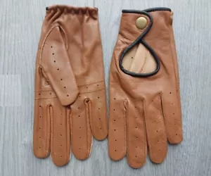 Guanti da donna in pelle marrone e bike donna moda ciclismo pelle di pecora dito intero - Foto 1 di 2
