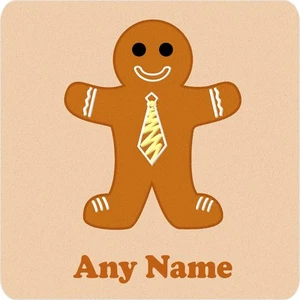 PERSONALISED GINGERBREAD MAN PRINT 9CM SQUARE COASTER BIRTHDAY CHRISTMAS GIFT - Picture 1 of 1