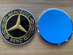 Black Gold Hood Flat Badge Emblem (Paste) For Mercedes Benz A C E S ML GL 57mm - Picture 1 of 7