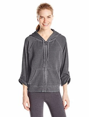 New Calvin Klein Performance Women's Distressed Zippered Hoodie Slate Heather L - Imagem 1 de 4